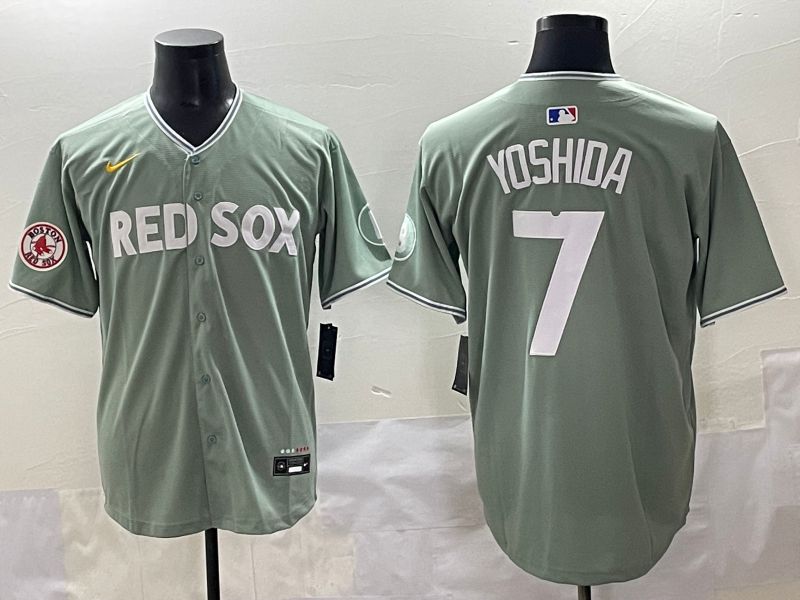 Men 2025 Boston Red Sox #7 Yoshida Light Green Joint Name Nike MLB Jersey style 8